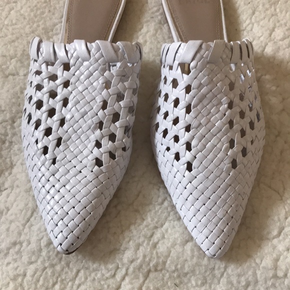 Paige | Alana Woven White Leather Mules Size 7.5 - Picture 3 of 7